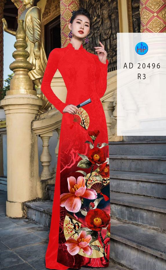 Vải Áo Dài Hoa In 3D thiết kế 2020 AD 20496