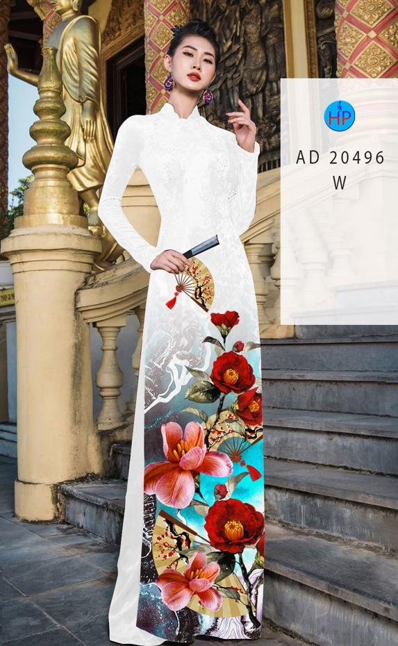 Vải Áo Dài Hoa In 3D thiết kế 2020 AD 20496