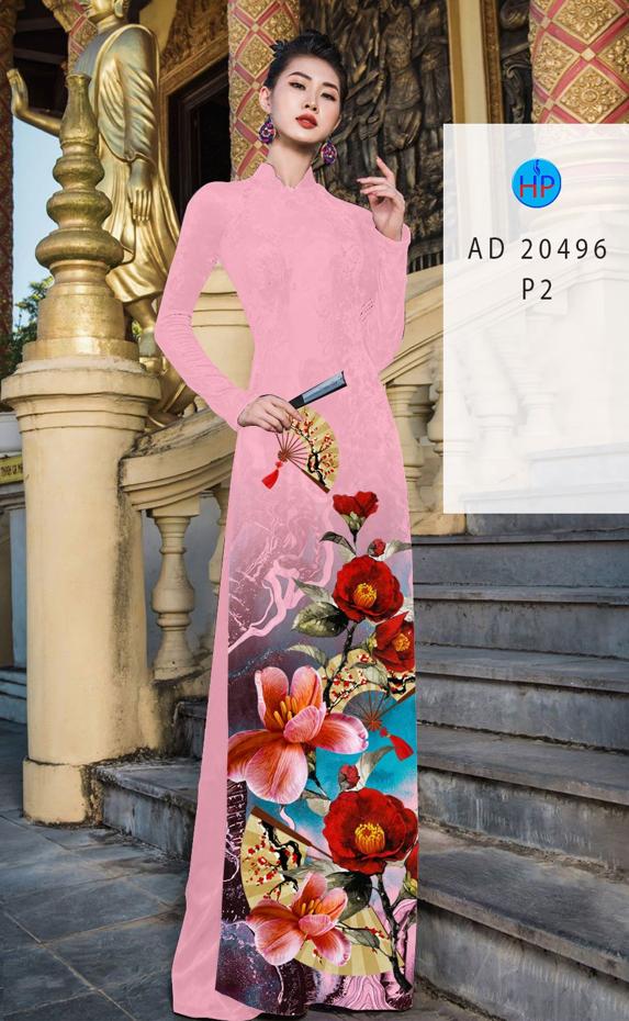 Vải Áo Dài Hoa In 3D thiết kế 2020 AD 20496