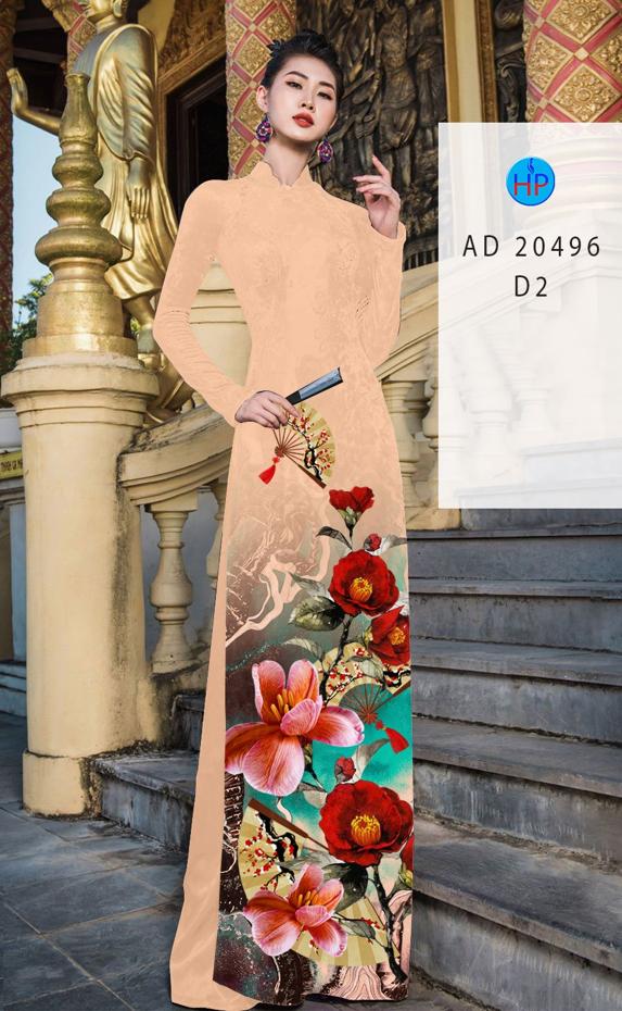 Vải Áo Dài Hoa In 3D thiết kế 2020 AD 20496