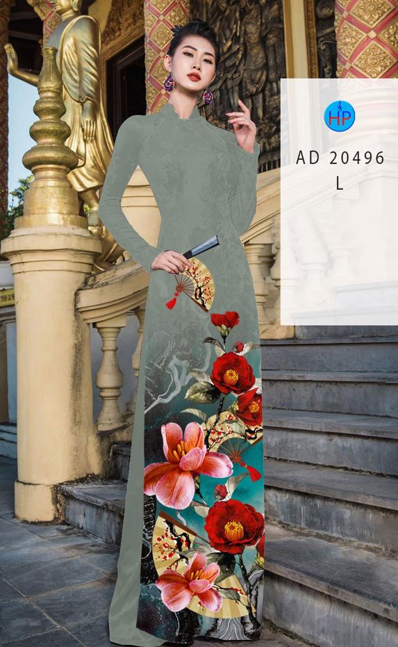 Vải Áo Dài Hoa In 3D thiết kế 2020 AD 20496