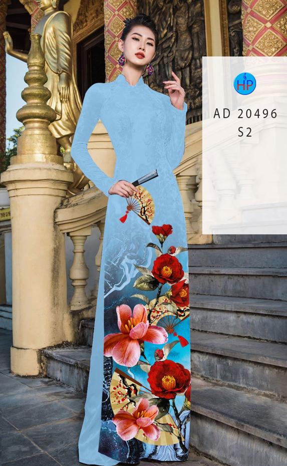 Vải Áo Dài Hoa In 3D thiết kế 2020 AD 20496