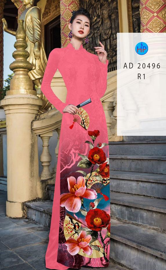 Vải Áo Dài Hoa In 3D thiết kế 2020 AD 20496