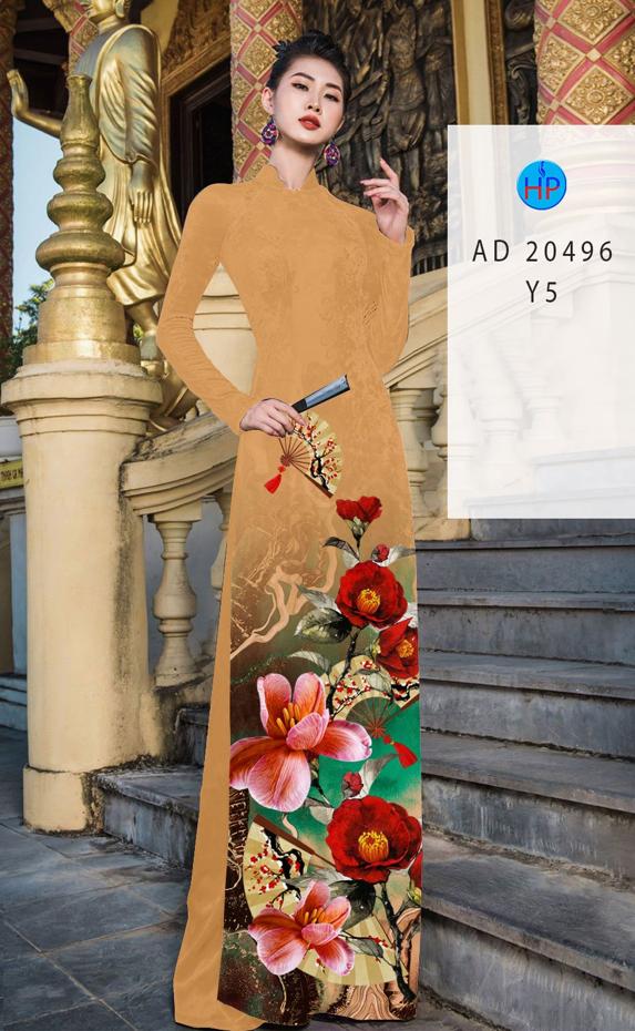 Vải Áo Dài Hoa In 3D thiết kế 2020 AD 20496