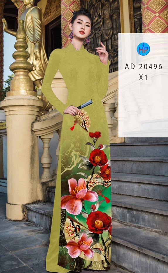 Vải Áo Dài Hoa In 3D thiết kế 2020 AD 20496