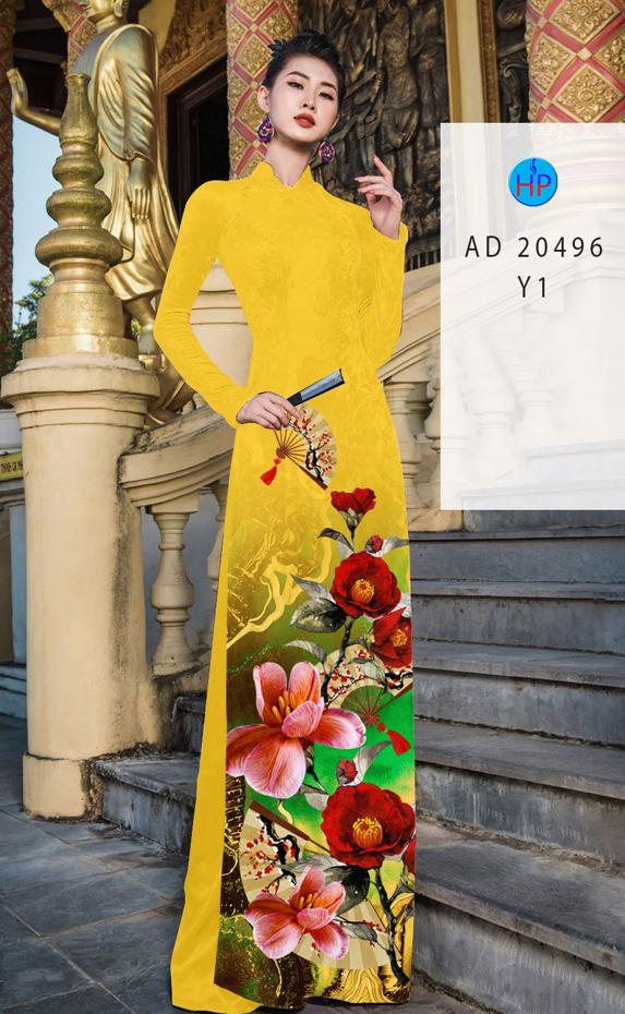 Vải Áo Dài Hoa In 3D thiết kế 2020 AD 20496