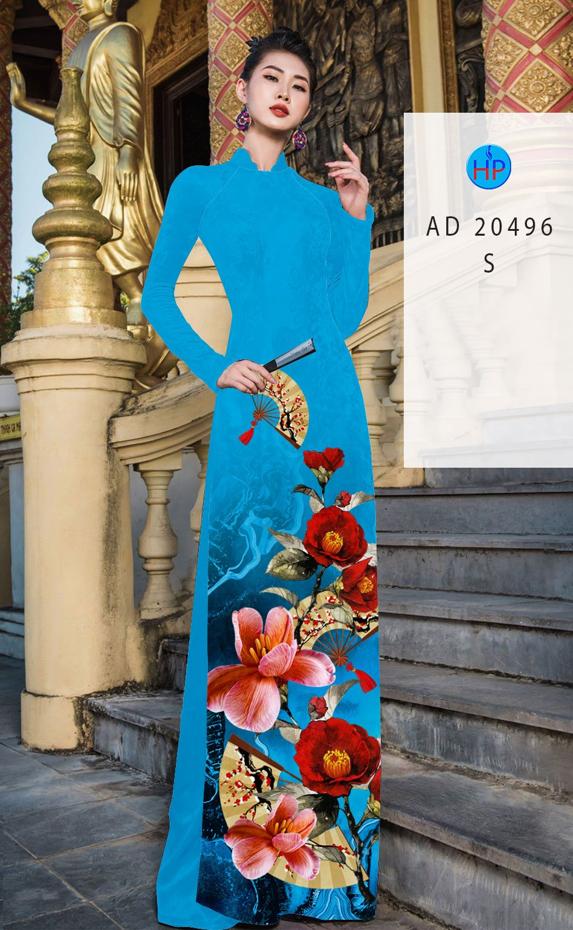 Vải Áo Dài Hoa In 3D thiết kế 2020 AD 20496