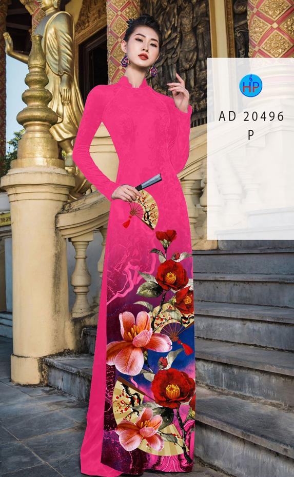 Vải Áo Dài Hoa In 3D thiết kế 2020 AD 20496