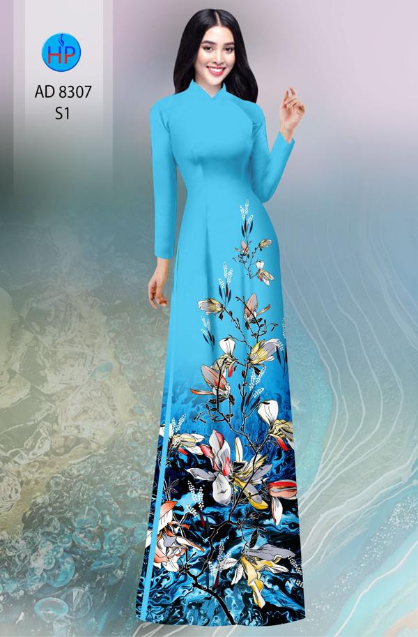 Vải Áo Dài Hoa In 3D mới ra AD 8307 47 Vải Áo Dài Hoa In 3D mới ra AD 8307