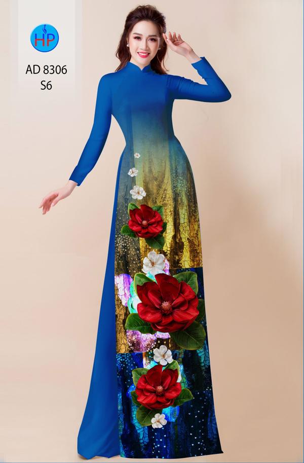 Vải Áo Dài Hoa In 3D kiểu mới AD 8306