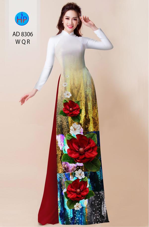 Vải Áo Dài Hoa In 3D kiểu mới AD 8306