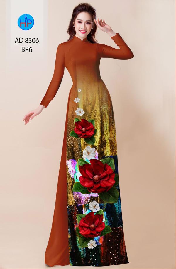 Vải Áo Dài Hoa In 3D kiểu mới AD 8306