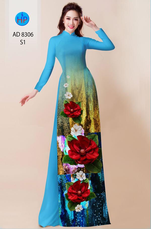 Vải Áo Dài Hoa In 3D kiểu mới AD 8306