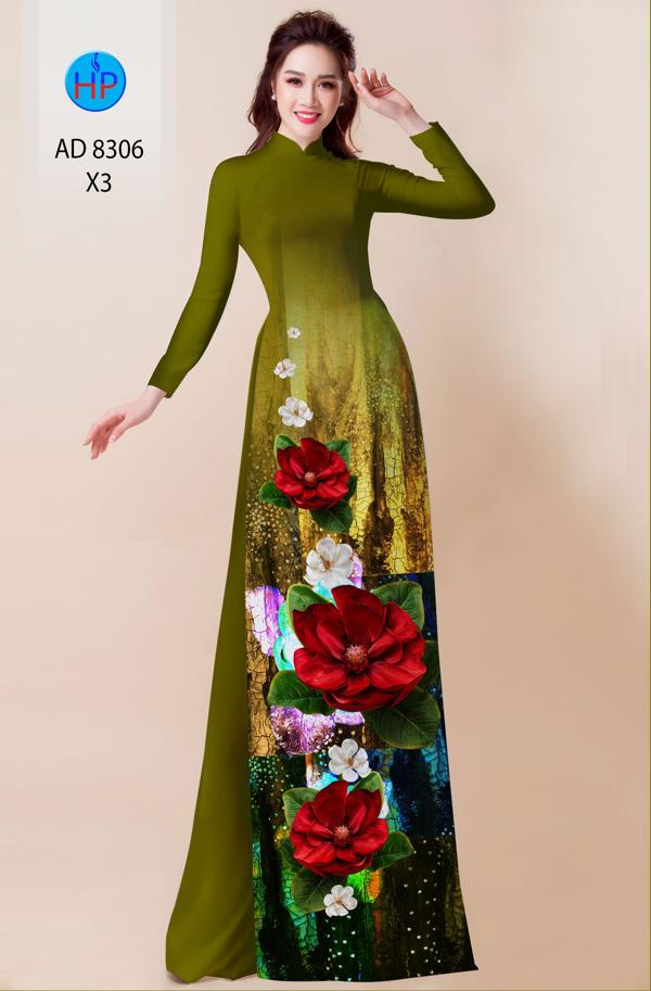 Vải Áo Dài Hoa In 3D kiểu mới AD 8306