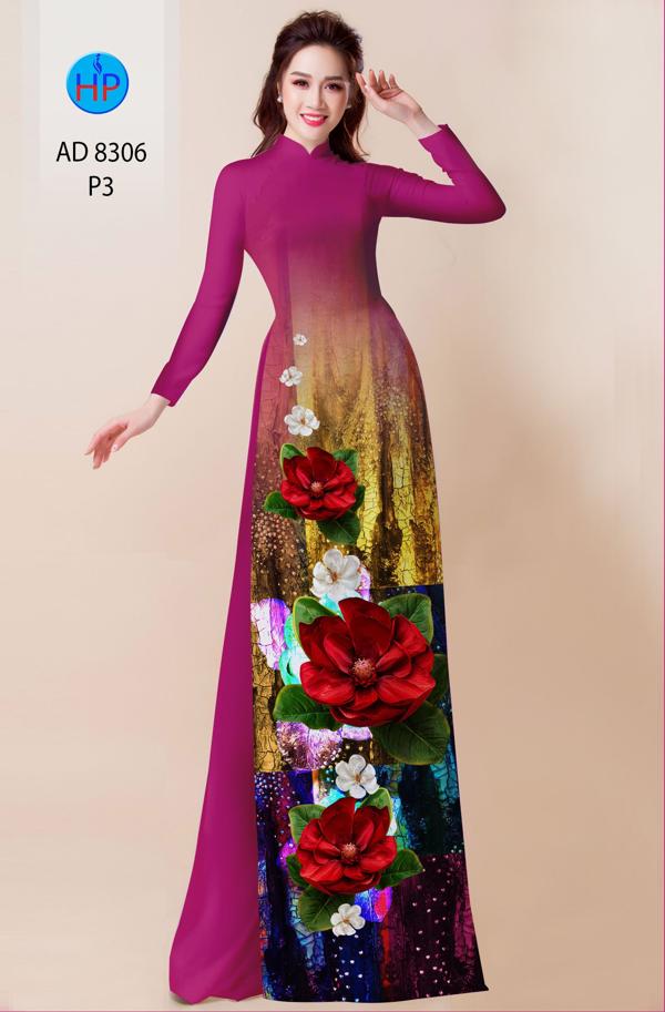 Vải Áo Dài Hoa In 3D kiểu mới AD 8306