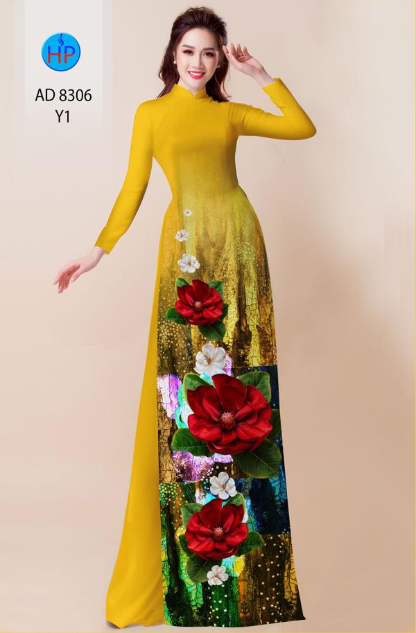 Vải Áo Dài Hoa In 3D kiểu mới AD 8306