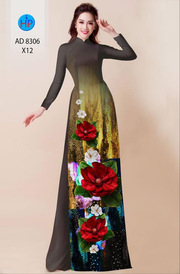 Vải Áo Dài Hoa In 3D kiểu mới AD 8306