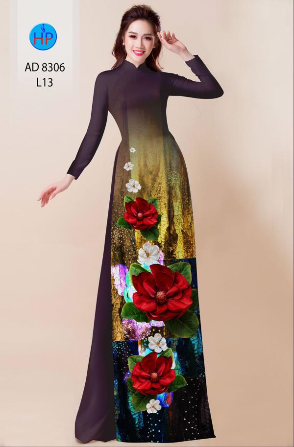 Vải Áo Dài Hoa In 3D kiểu mới AD 8306
