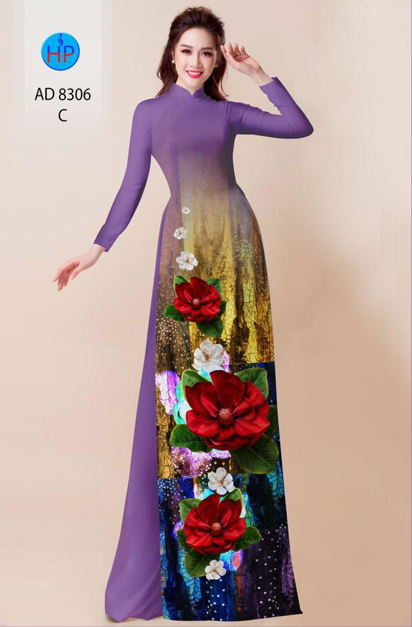 Vải Áo Dài Hoa In 3D kiểu mới AD 8306