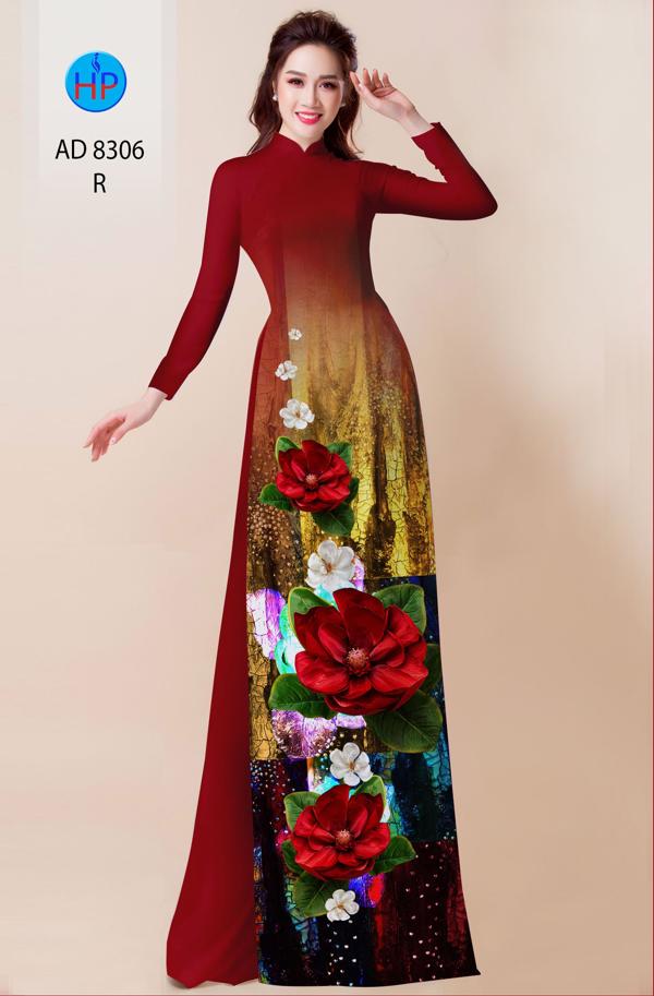 Vải Áo Dài Hoa In 3D kiểu mới AD 8306