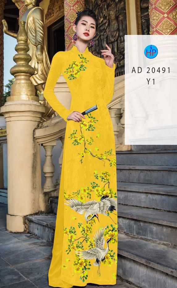 Vải Áo Dài Hoa Mai kiểu mới AD 20491 50 Vải Áo Dài Hoa Mai kiểu mới AD 20491