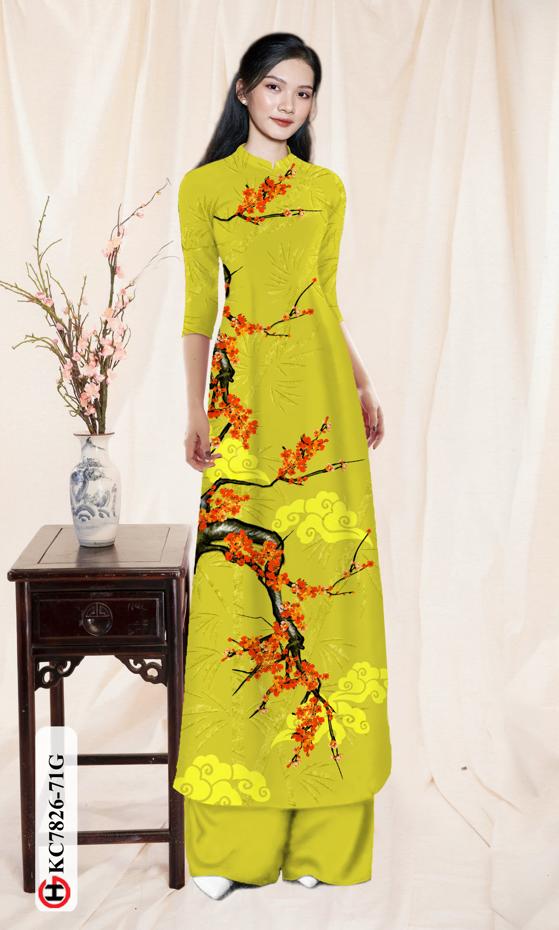 Vải Áo Dài Hoa Đào kiểu mới AD KC7826 38 Vải Áo Dài Hoa Đào kiểu mới AD KC7826