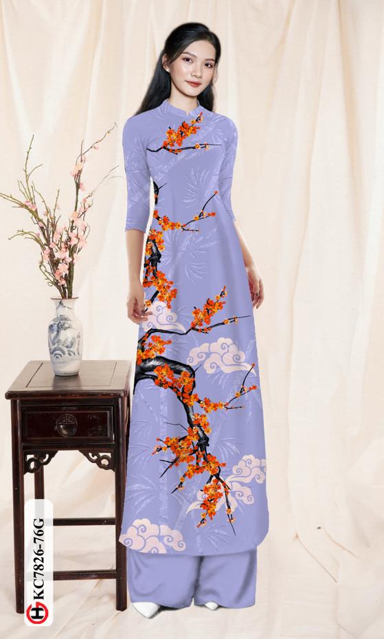 Vải Áo Dài Hoa Đào kiểu mới AD KC7826 37 Vải Áo Dài Hoa Đào kiểu mới AD KC7826