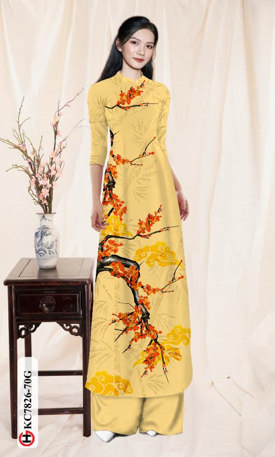 Vải Áo Dài Hoa Đào kiểu mới AD KC7826 39 Vải Áo Dài Hoa Đào kiểu mới AD KC7826