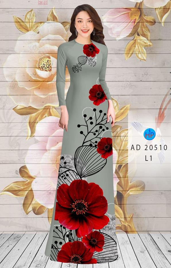 Vải Áo Dài Hoa In 3D kiểu mới AD 20510 40 Vải Áo Dài Hoa In 3D kiểu mới AD 20510