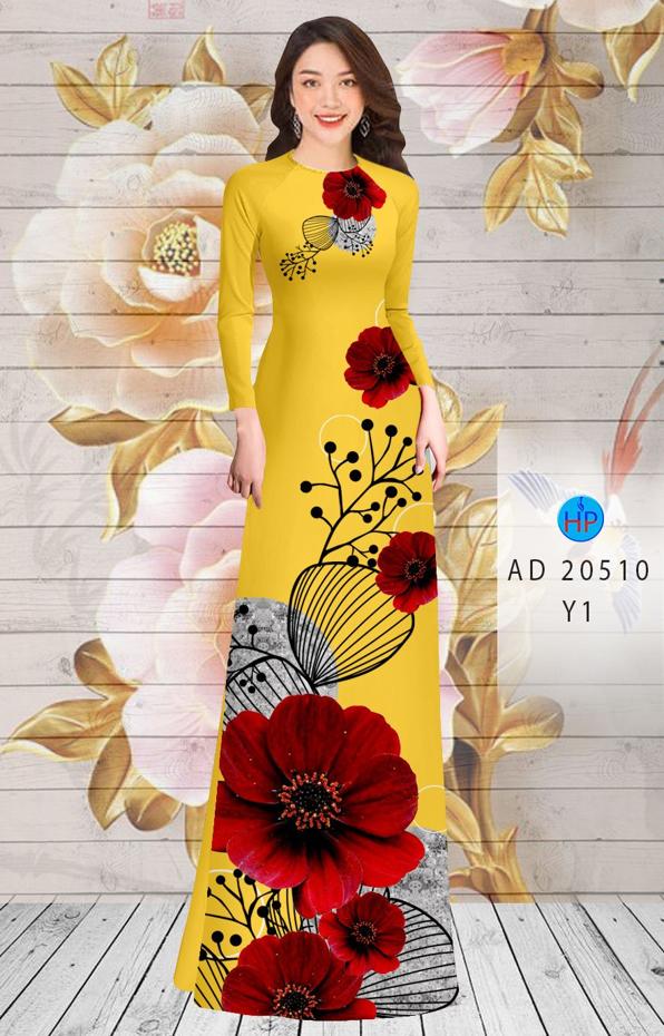 Vải Áo Dài Hoa In 3D kiểu mới AD 20510 43 Vải Áo Dài Hoa In 3D kiểu mới AD 20510