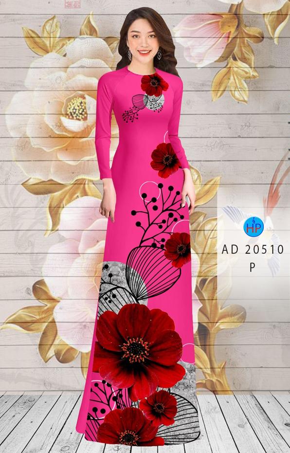 Vải Áo Dài Hoa In 3D kiểu mới AD 20510 45 Vải Áo Dài Hoa In 3D kiểu mới AD 20510