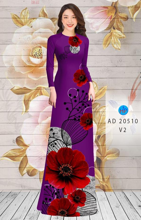 Vải Áo Dài Hoa In 3D kiểu mới AD 20510 44 Vải Áo Dài Hoa In 3D kiểu mới AD 20510