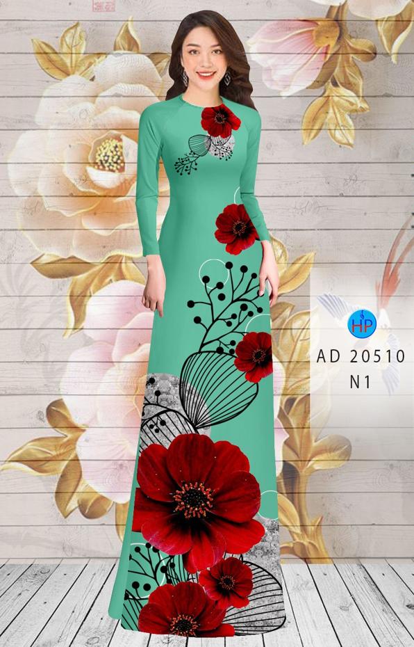 Vải Áo Dài Hoa In 3D kiểu mới AD 20510 48 Vải Áo Dài Hoa In 3D kiểu mới AD 20510