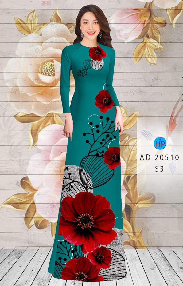 Vải Áo Dài Hoa In 3D kiểu mới AD 20510 46 Vải Áo Dài Hoa In 3D kiểu mới AD 20510