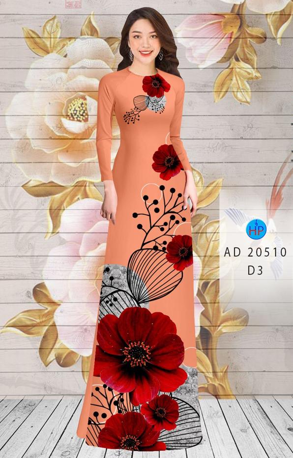 Vải Áo Dài Hoa In 3D kiểu mới AD 20510 50 Vải Áo Dài Hoa In 3D kiểu mới AD 20510