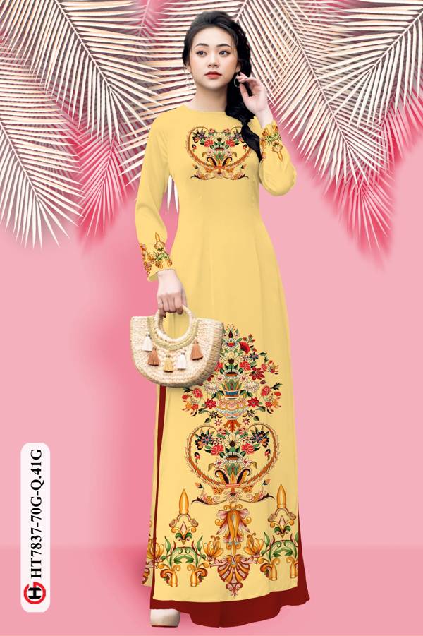 Vải Áo Dài Hoa In 3D mới ra AD HT7837 34 Vải Áo Dài Hoa In 3D mới ra AD HT7837