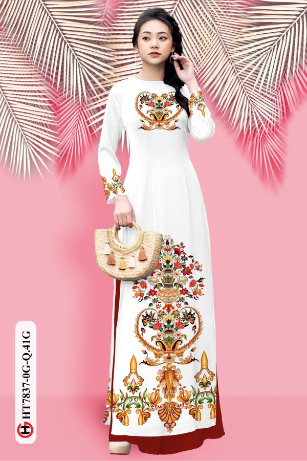 Vải Áo Dài Hoa In 3D mới ra AD HT7837 37 Vải Áo Dài Hoa In 3D mới ra AD HT7837
