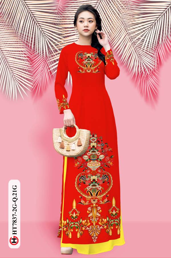 Vải Áo Dài Hoa In 3D mới ra AD HT7837 38 Vải Áo Dài Hoa In 3D mới ra AD HT7837