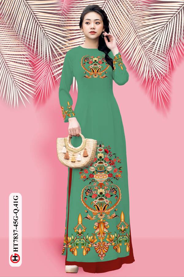 Vải Áo Dài Hoa In 3D mới ra AD HT7837 43 Vải Áo Dài Hoa In 3D mới ra AD HT7837