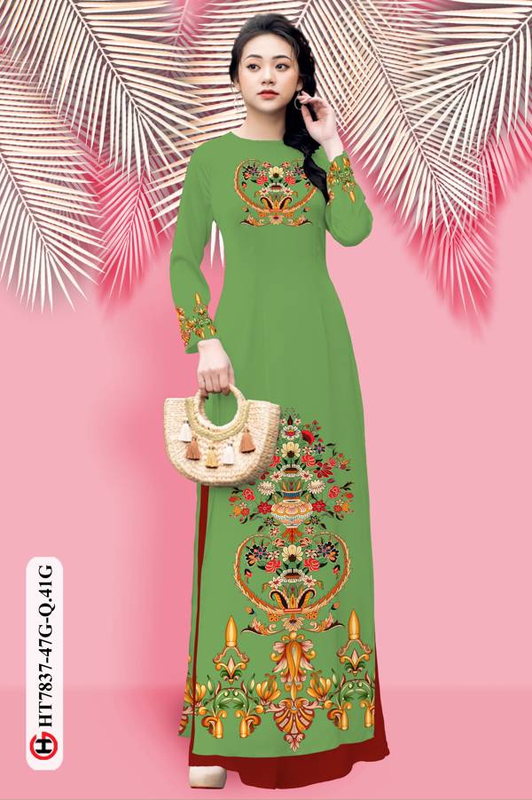 Vải Áo Dài Hoa In 3D mới ra AD HT7837 44 Vải Áo Dài Hoa In 3D mới ra AD HT7837