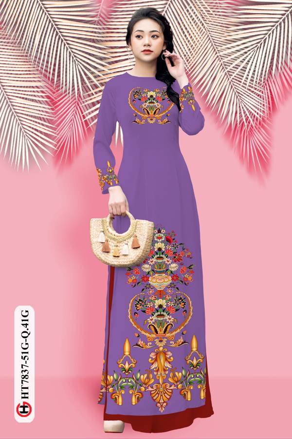 Vải Áo Dài Hoa In 3D mới ra AD HT7837 45 Vải Áo Dài Hoa In 3D mới ra AD HT7837