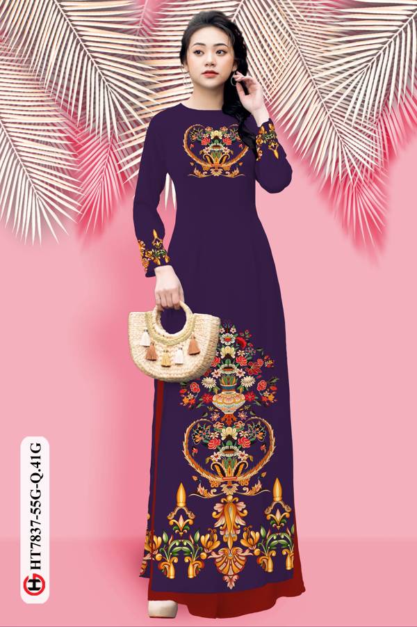 Vải Áo Dài Hoa In 3D mới ra AD HT7837 46 Vải Áo Dài Hoa In 3D mới ra AD HT7837