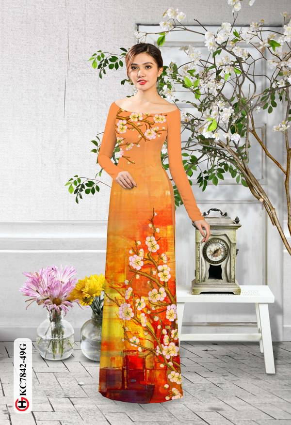 Vải Áo Dài Hoa Mai kiểu mới AD KC7842