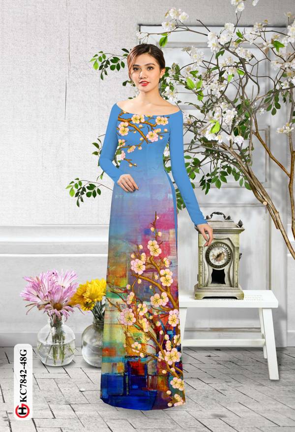 Vải Áo Dài Hoa Mai kiểu mới AD KC7842