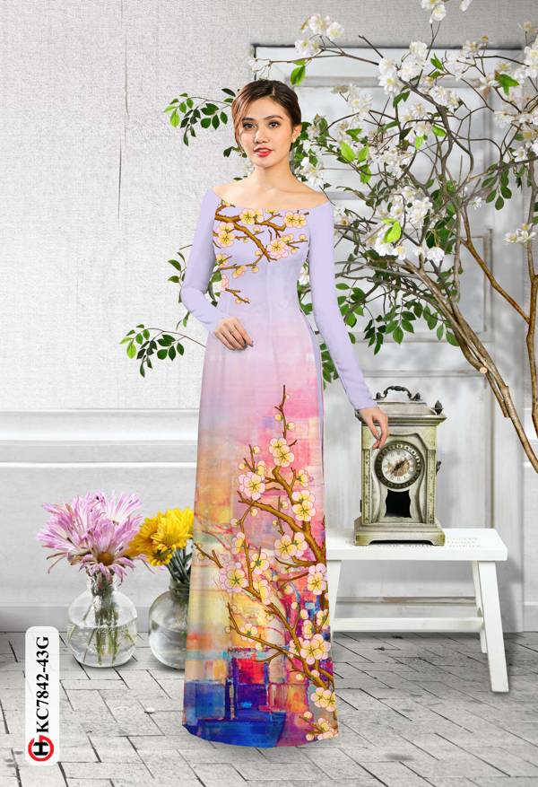 Vải Áo Dài Hoa Mai kiểu mới AD KC7842