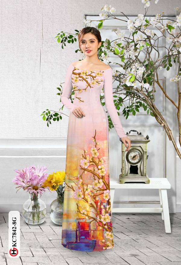 Vải Áo Dài Hoa Mai kiểu mới AD KC7842