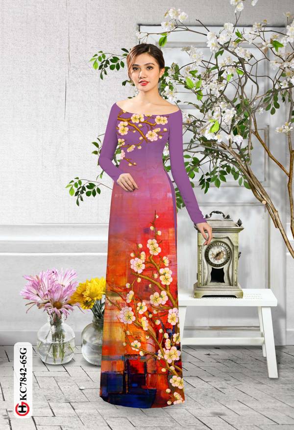 Vải Áo Dài Hoa Mai kiểu mới AD KC7842
