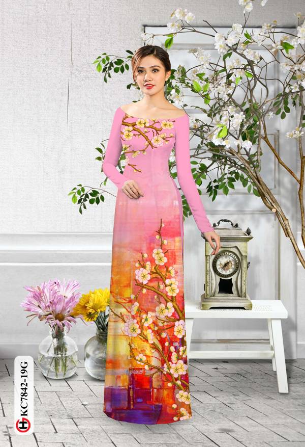 Vải Áo Dài Hoa Mai kiểu mới AD KC7842