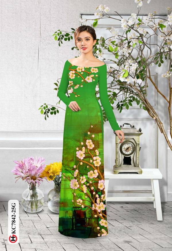 Vải Áo Dài Hoa Mai kiểu mới AD KC7842