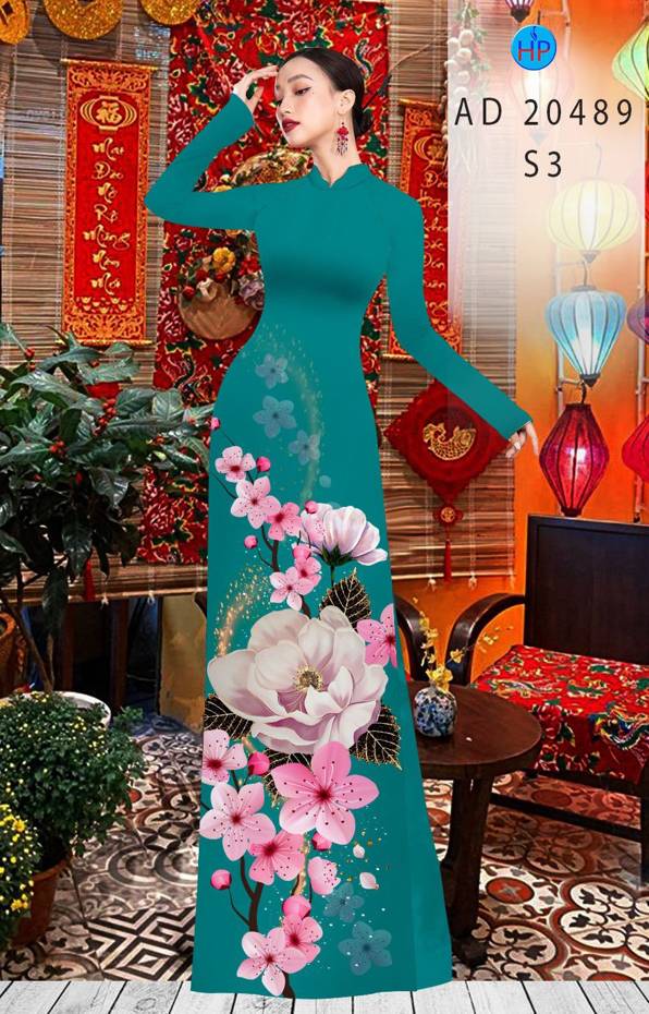 Vải Áo Dài Hoa Đào kiểu mới AD 20489 40 Vải Áo Dài Hoa Đào kiểu mới AD 20489